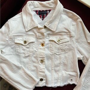 Kids Tommy Hilfiger White Cropped Denim Jacket